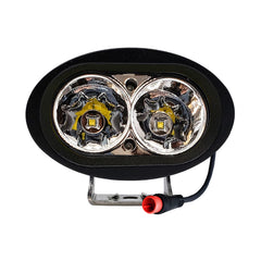 OZ-USA front view headlight showing bright lens and compact design for improved visibility