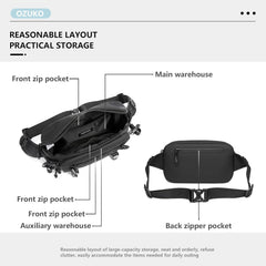 OZUKO worn crossbody by person demonstrating hands-free convenience