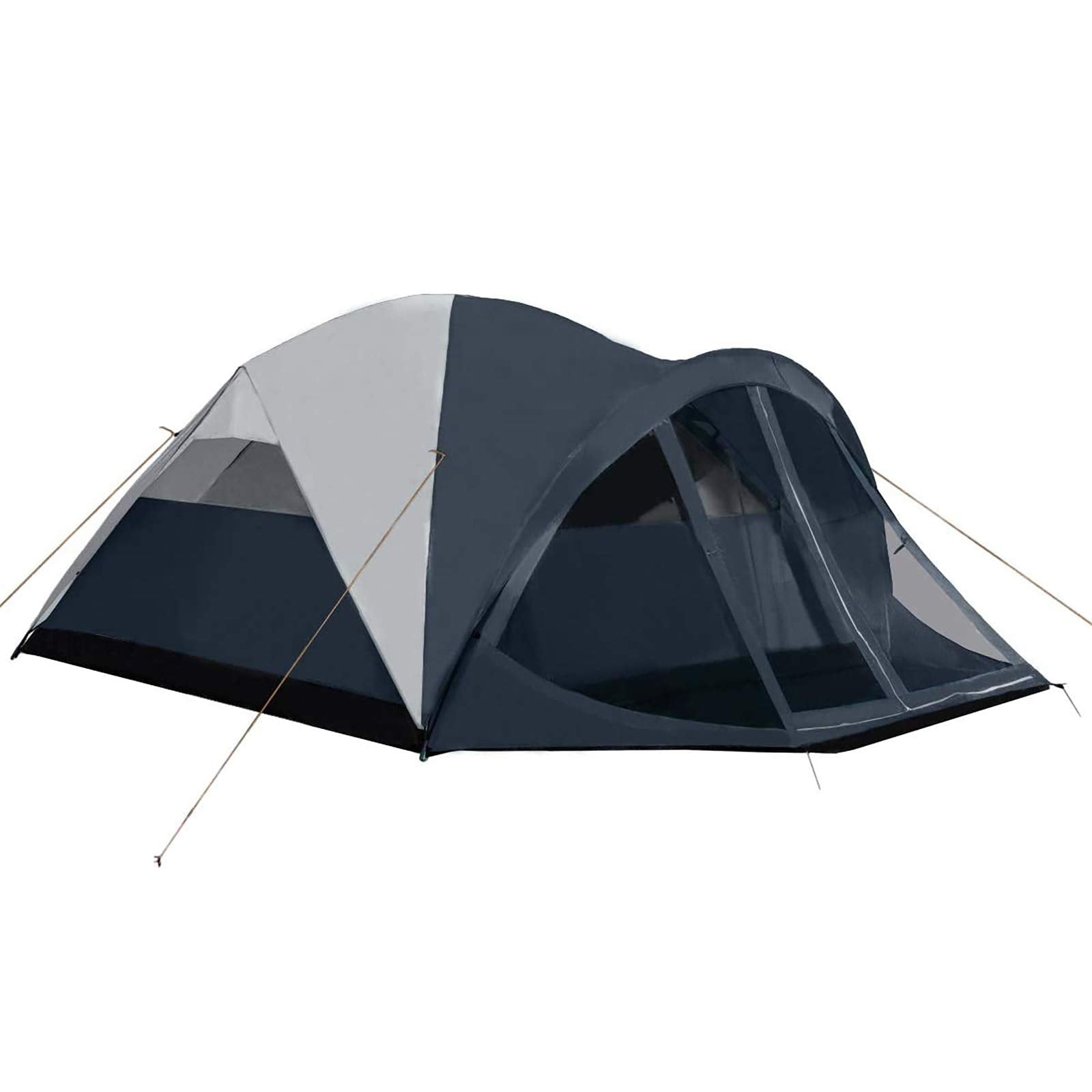 Pacific Pass tent front view showing navy gray shell and roomy entrance for easy access