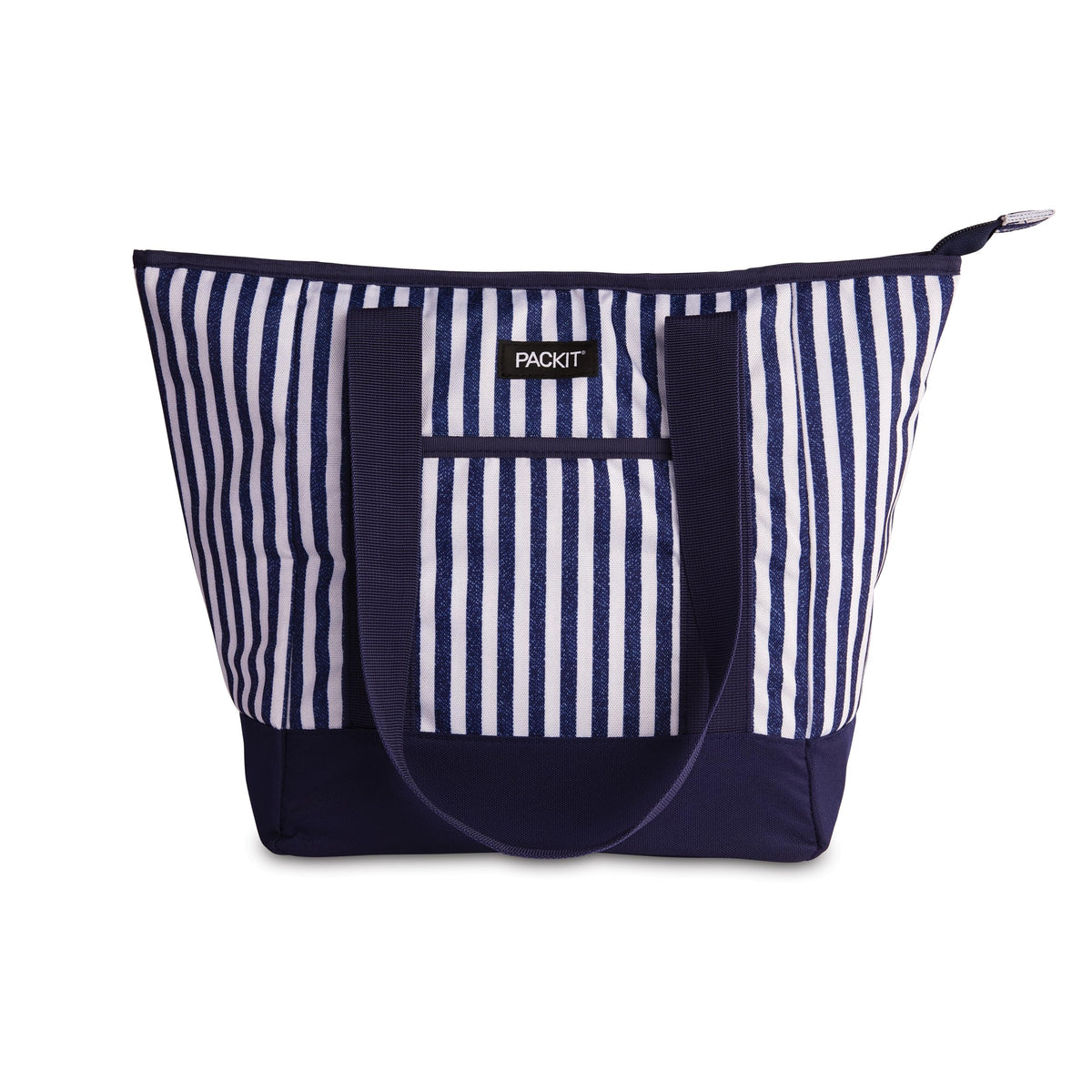 PackIt seaside stripes front view showing tote design and portability