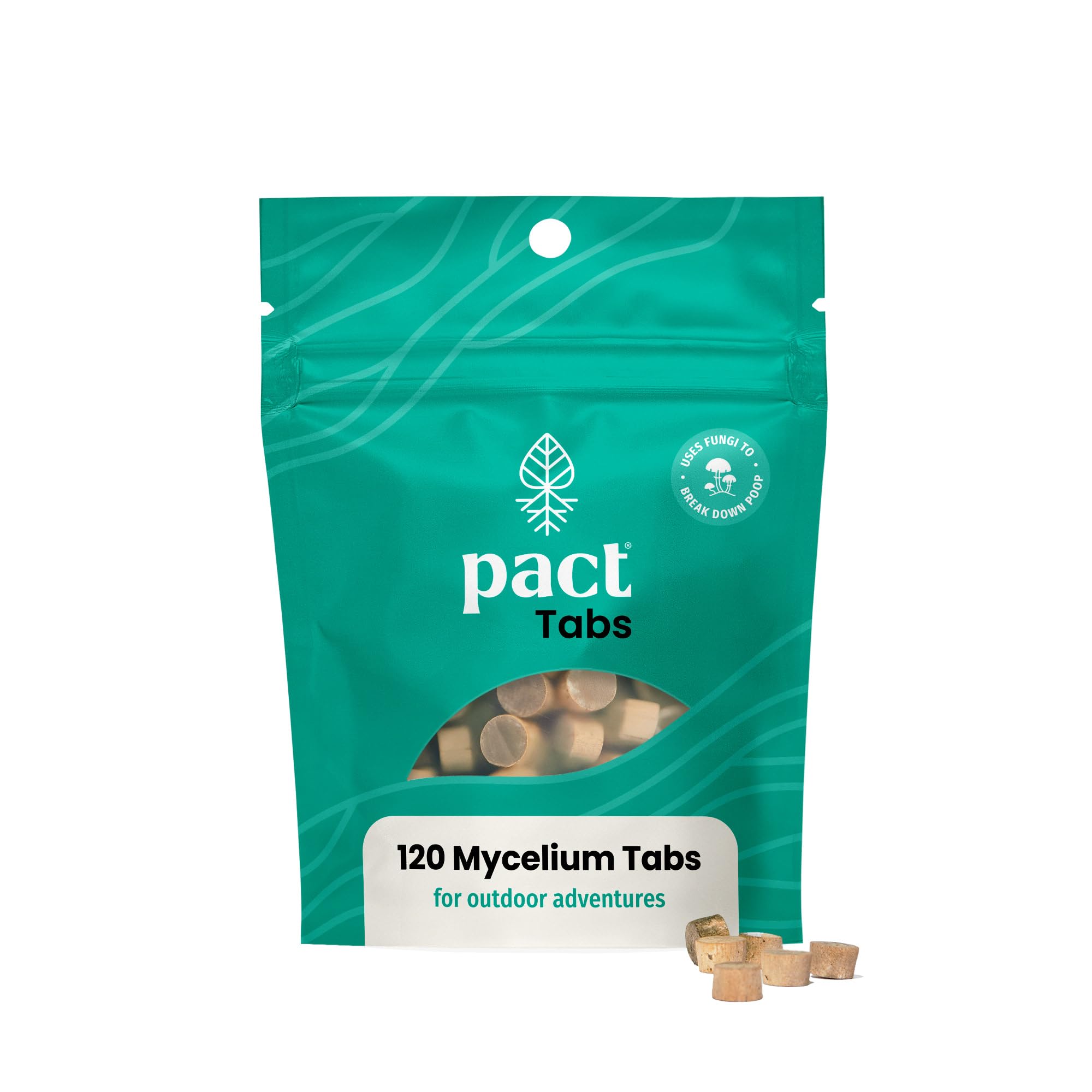 PACT packaging front view showing 120-count tabs and clear purpose