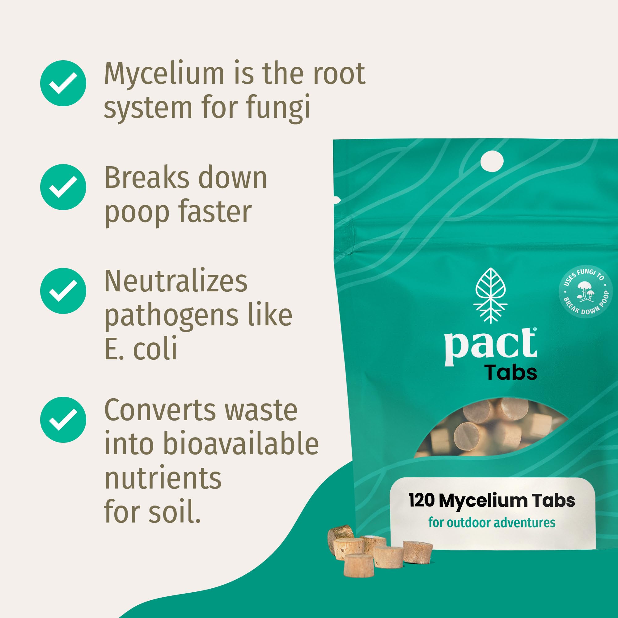 PACT tabs placed in a dug cat-hole showing correct burial method