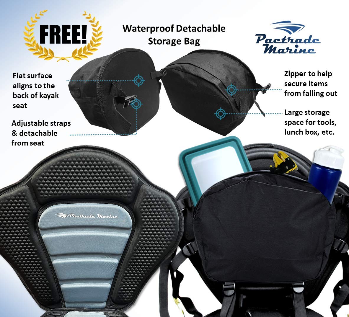 Pactrade Marine foldable back support with internal PE plate for firm support