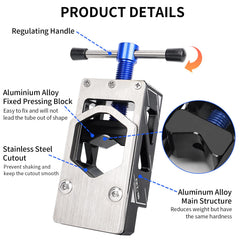 PACYTION in vise setup illustrating solid fixation to stop tube movement