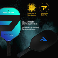 Paddletek Bantam EX-L grip close-up highlighting high-tack cushioned wrap for comfort