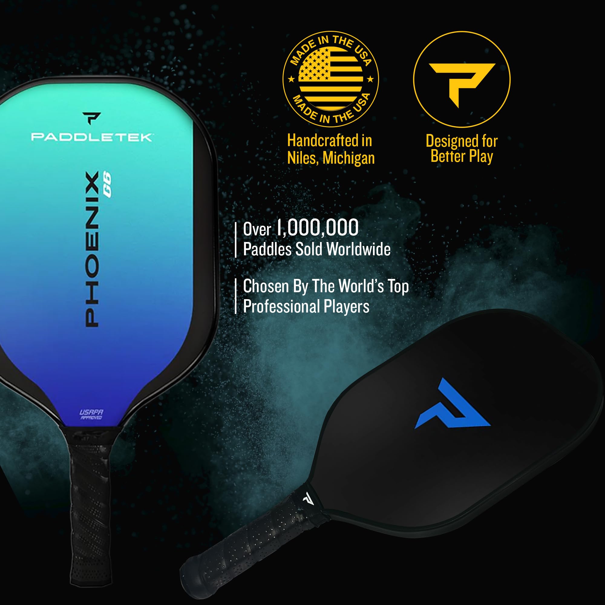 Paddletek Phoenix G6 textured polycarbonate face close-up for improved spin