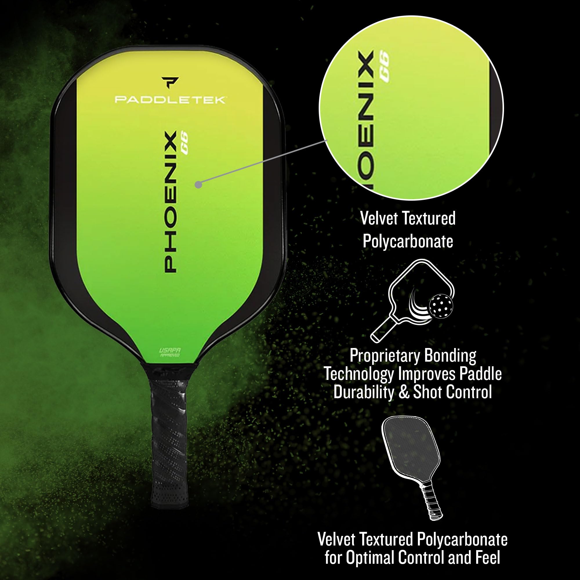 Paddletek Phoenix G6 size comparison in hand demonstrating balance