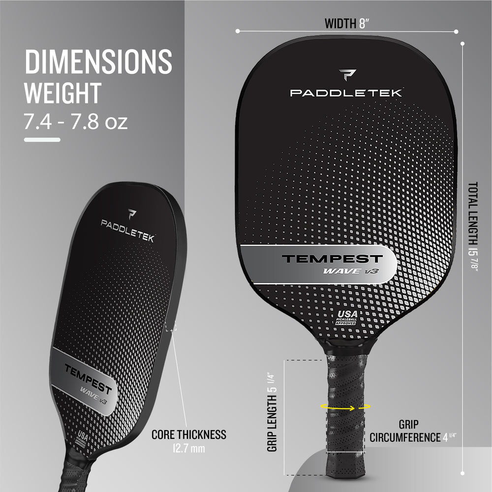 Paddletek paddle handle with Ultra-Cushion high-tack grip for secure, comfortable hold