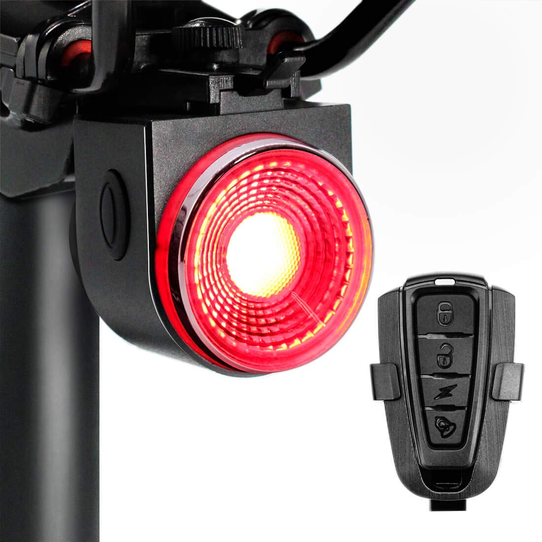 PADONOW front view of tail light showing bright COB panel and housing for superior visibility