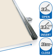 Palace Learning close-up of laminated surface and plastic frame highlighting wipe-clean durability