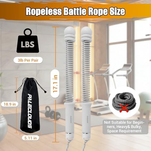 Paleclouds ropeless battle rope in use in a home gym for quiet HIIT conditioning