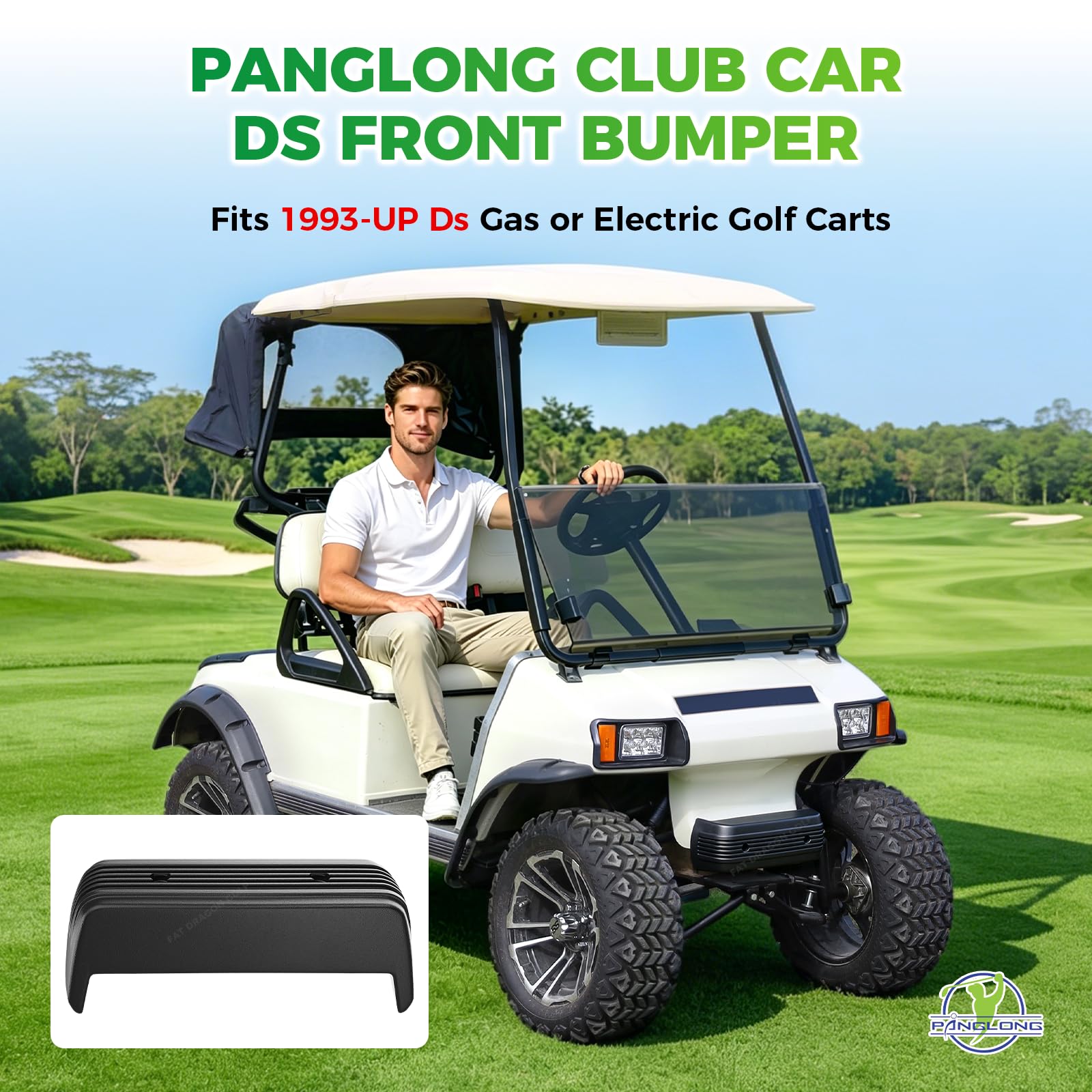 Panglong bumper shown on golf course illustrating restored cart appearance