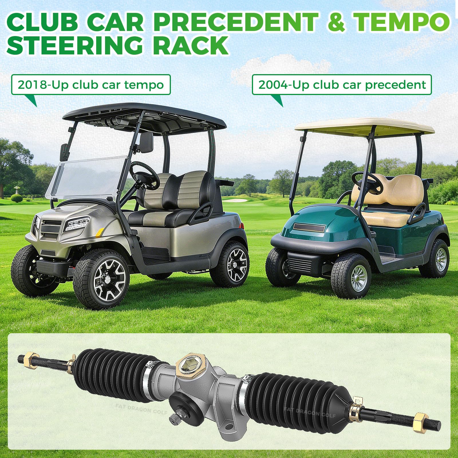 Panglong-equipped Club Car driving on course illustrating improved handling and comfort