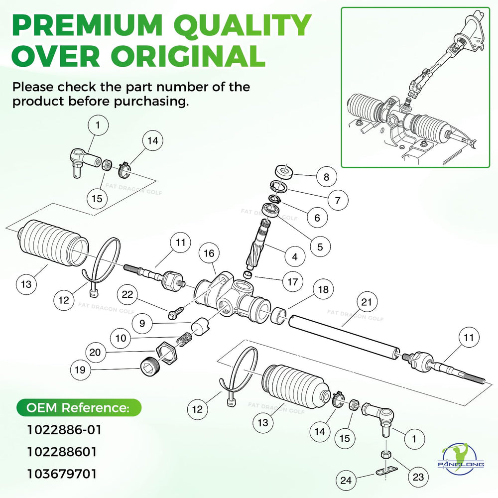 Panglong steering gear box packaged ready to ship protecting the part during transit