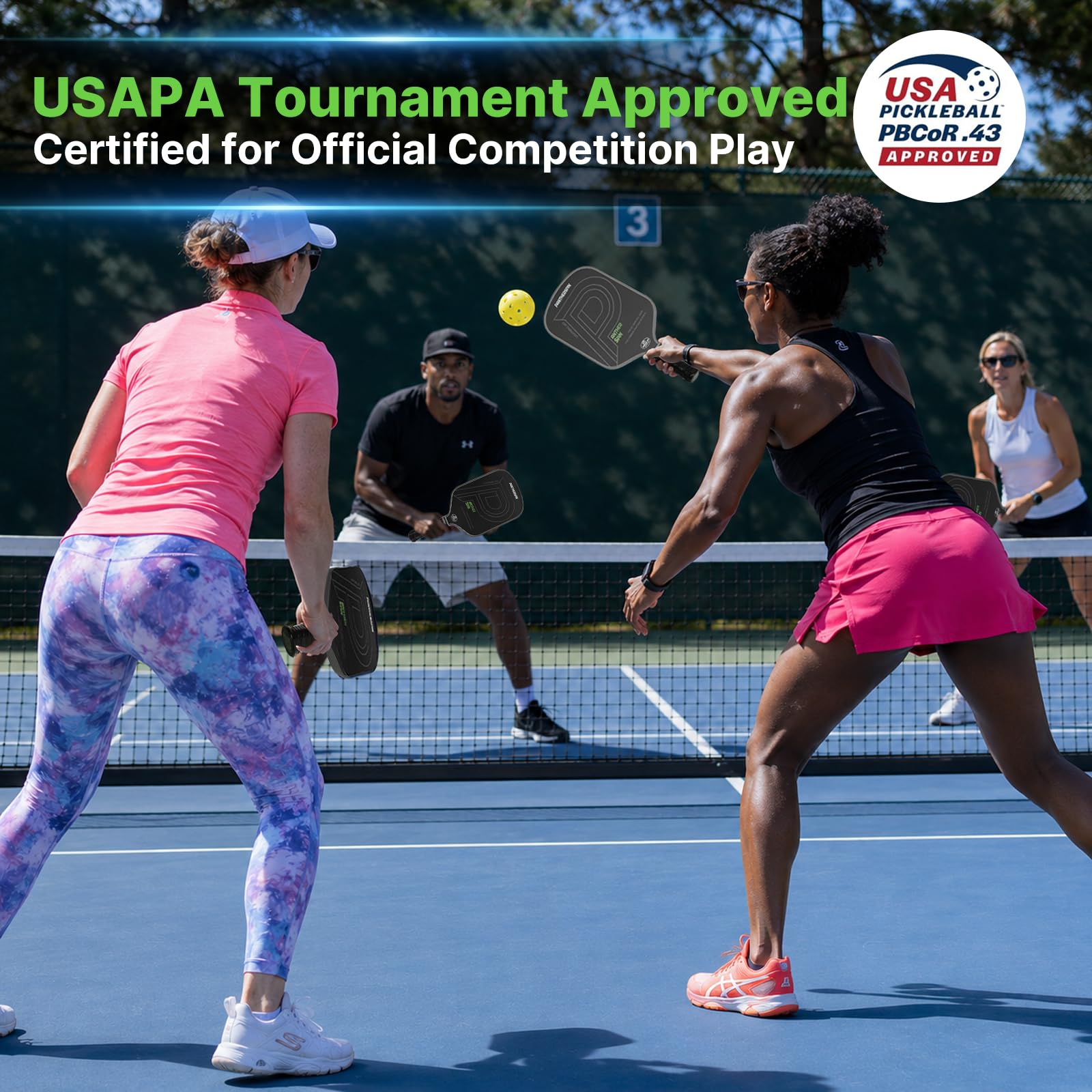PantherSpin paddle on court illustrating tournament-ready performance