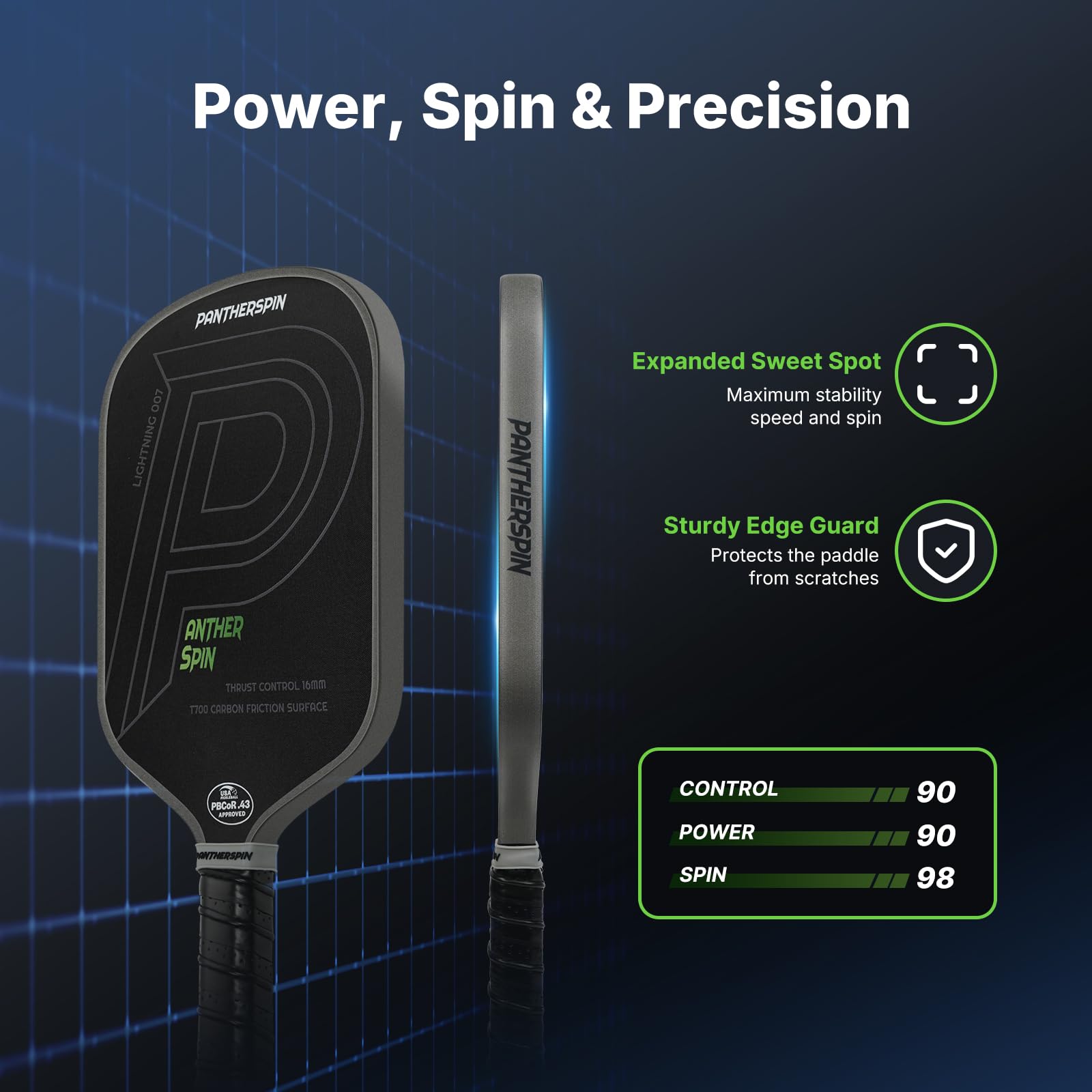 PantherSpin paddle next to ruler for size and weight comparison