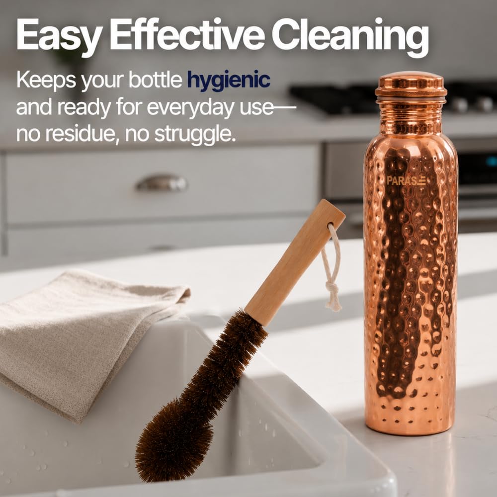 PARAS cleaning brush beside bottle demonstrating easy interior maintenance