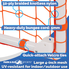 Park & Sun Sports close-up of 32-ply braided knotless nylon highlighting durability benefit