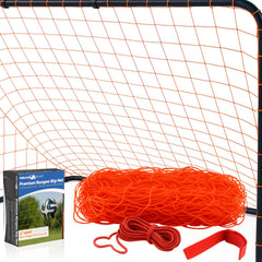 Park & Sun Sports front view of orange slip net showing full goal fit and visibility benefit