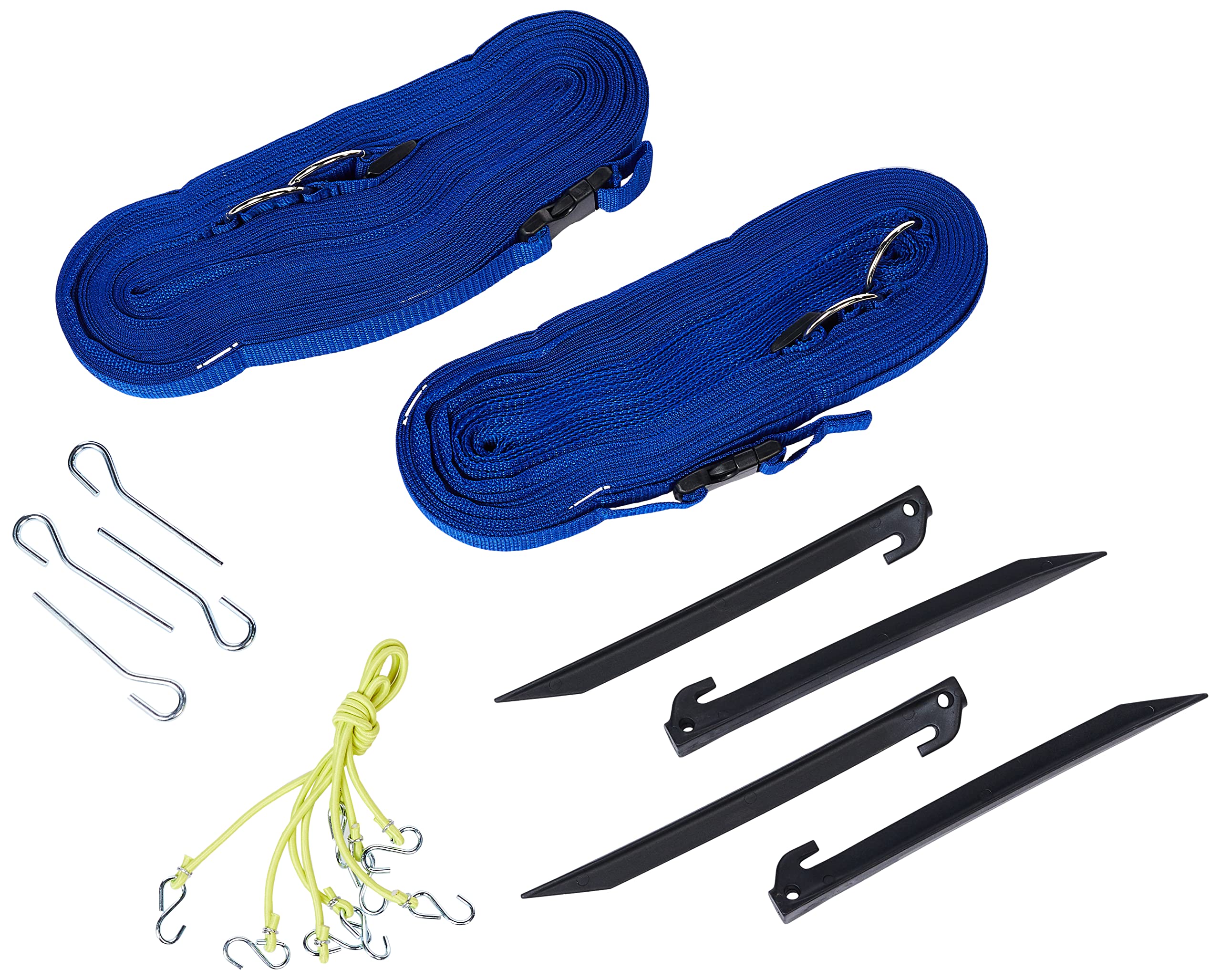 Park & Sun Sports front view of blue boundary webbing showing compact roll and label, easy transport