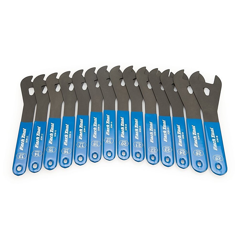 Park Tool cone wrench set front view showing full size range and durable finish