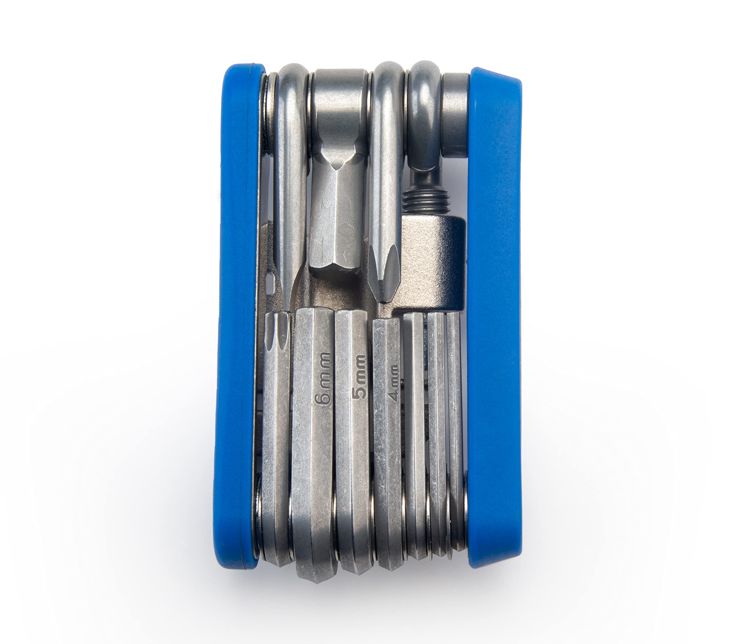 Park Tool rotor truing tool close-up demonstrating on-trail rotor straightening