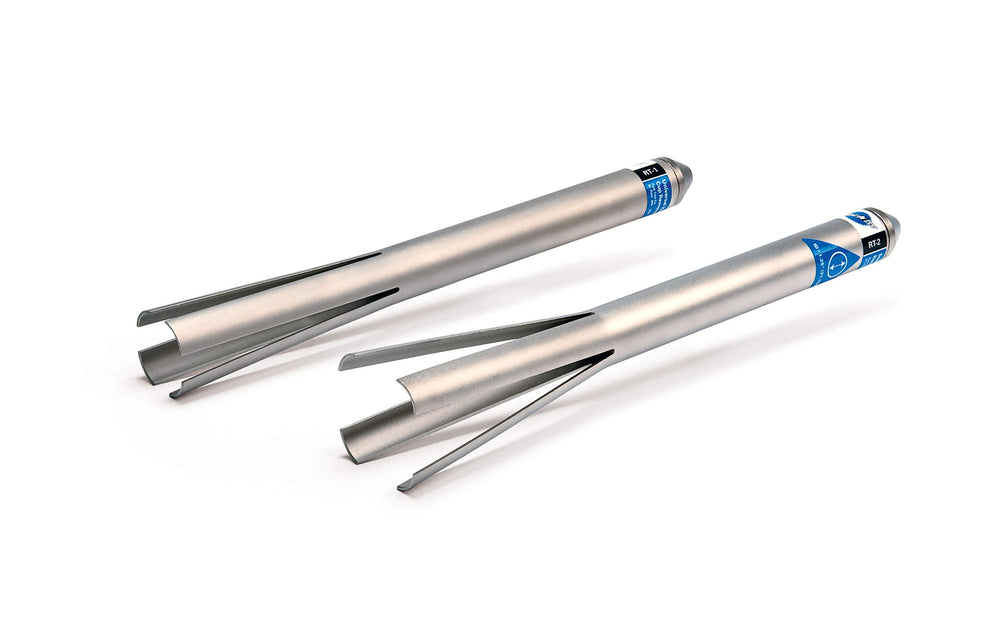 Park Tool RT-1 next to a ruler showing compatibility with 1 to 1.25 inch headset cups