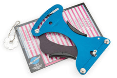 Park Tool TM-1 front view showing gauge and frame, accurate tension readings