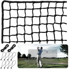 Parslue front view of 10x20 ft golf practice net showing full target area and benefit of wide coverage