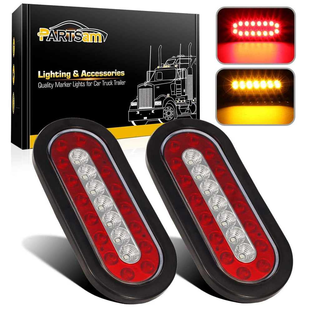 Partsam front view of oval LED tail light showing clear, bright ring and reflector benefit