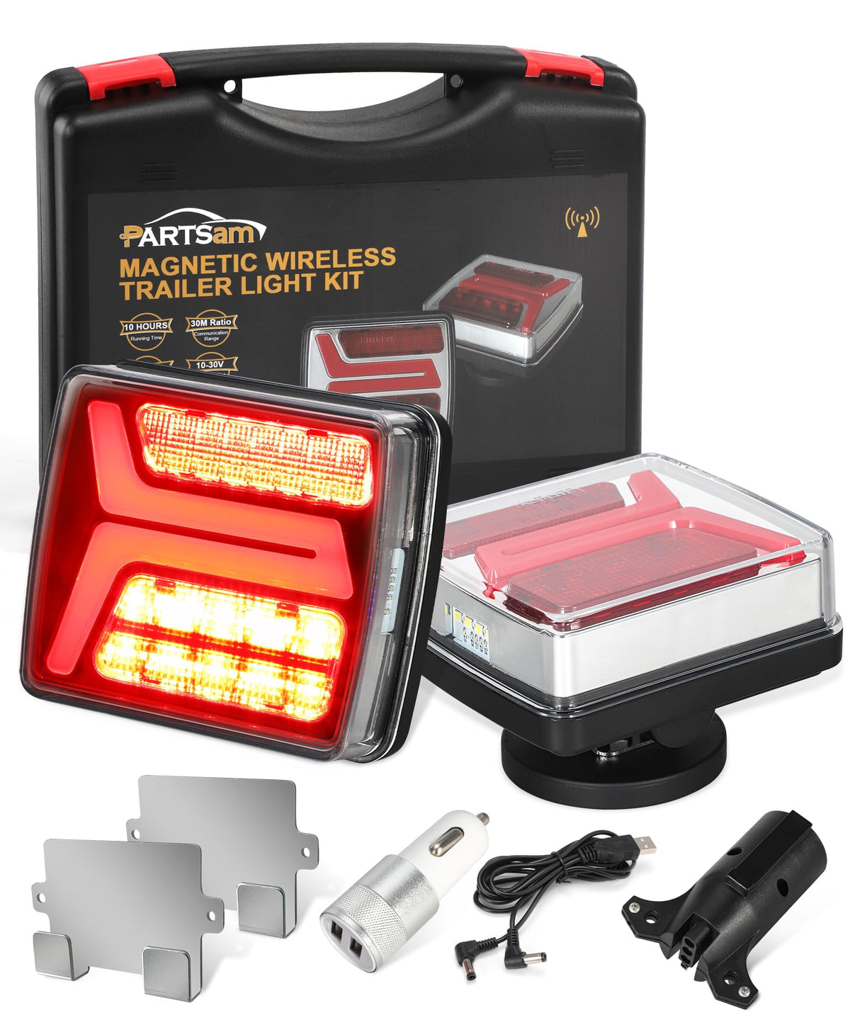 Partsam front view of dual LED trailer lights with clear visibility benefit