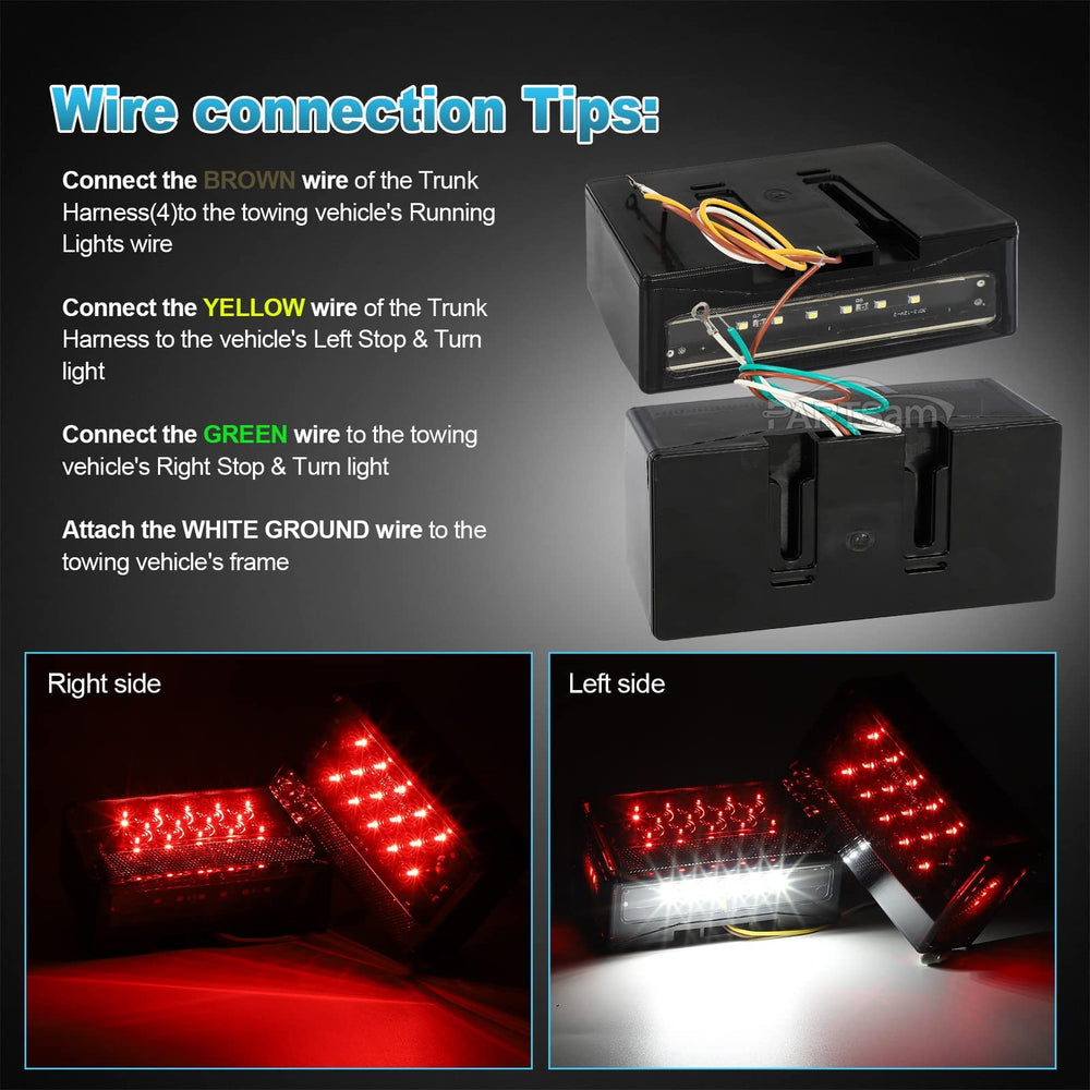 Partsam LED diodes lit at night showing clear brake and turn signal distinction