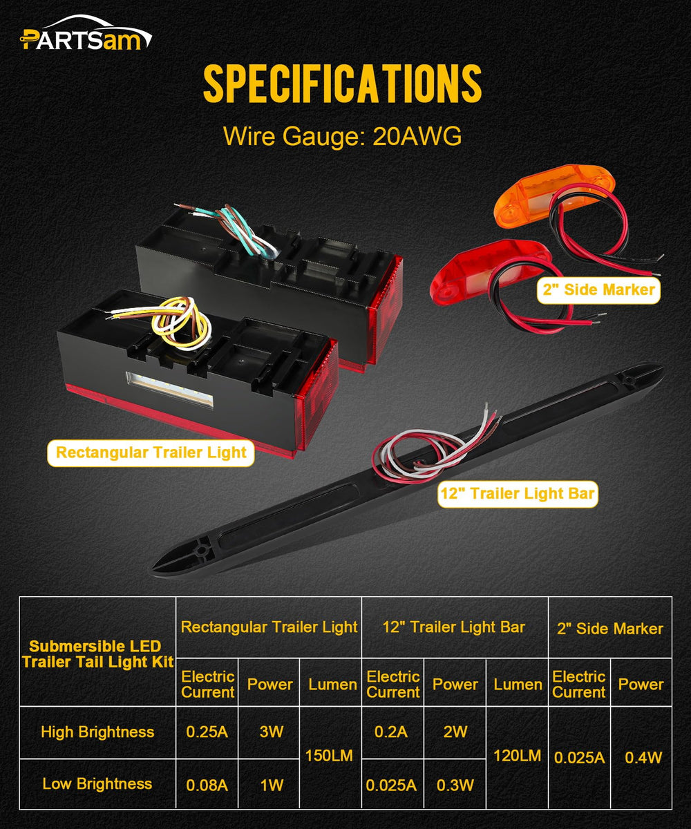 Partsam set of amber and red side markers with reflective stickers improving side visibility
