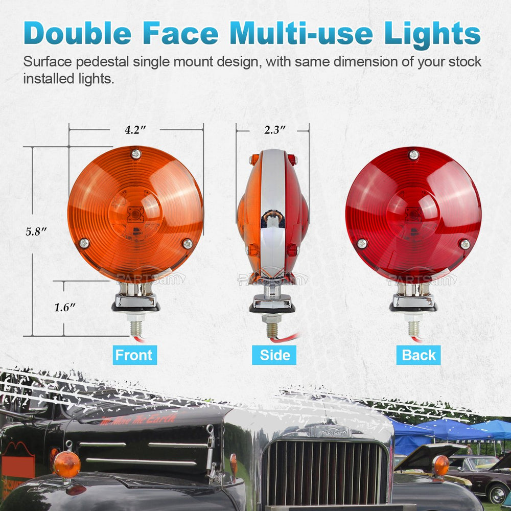 Partsam lamp next to ruler showing 4-inch scale for correct sizing and fitment