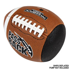 Passback ball in use on driveway demonstrating solo training efficiency