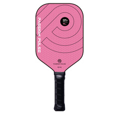 Passion Pulse paddle front view showing pink design and aerodynamic shape for improved play