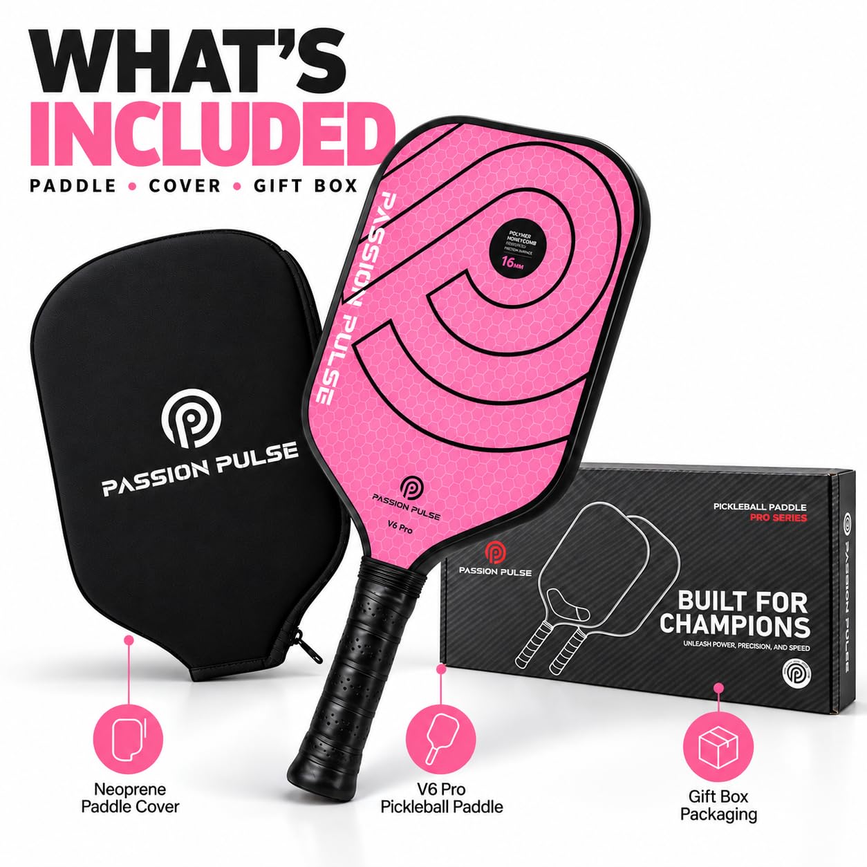 Passion Pulse paddle shown in hand for scale to demonstrate handle length and fit