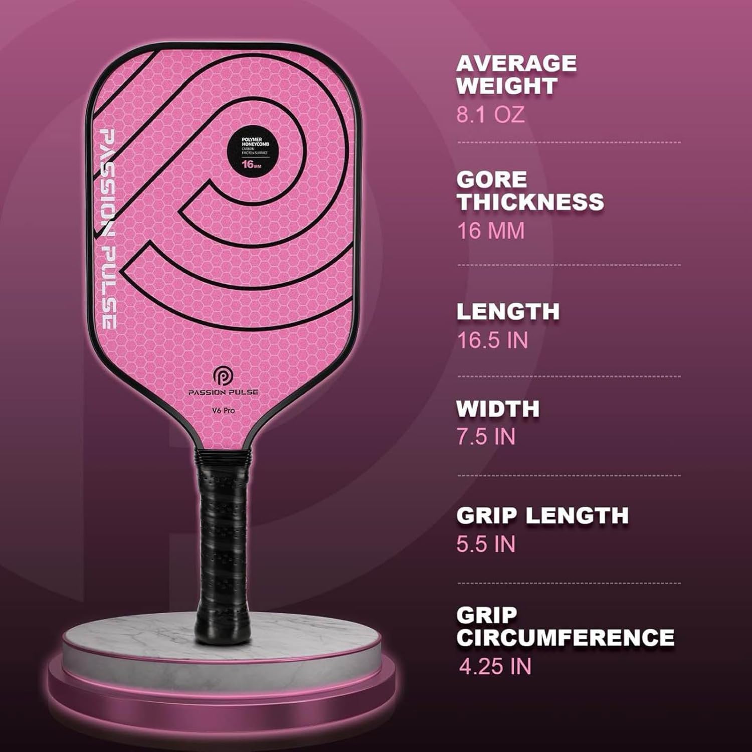 Passion Pulse side profile displaying paddle thickness and durable carbon construction