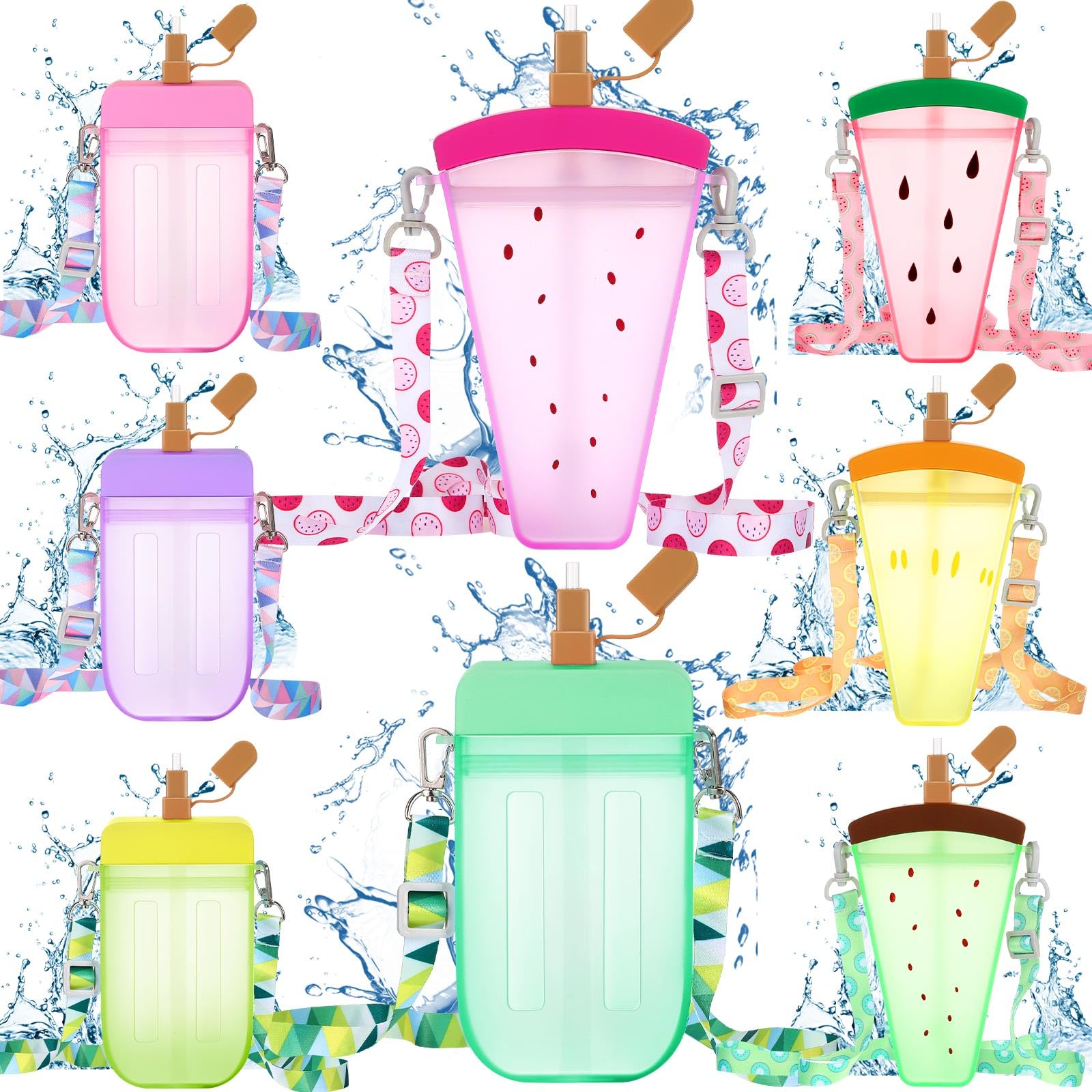 Patelai front view of eight colorful bottles showing cute designs and benefit of easy identification