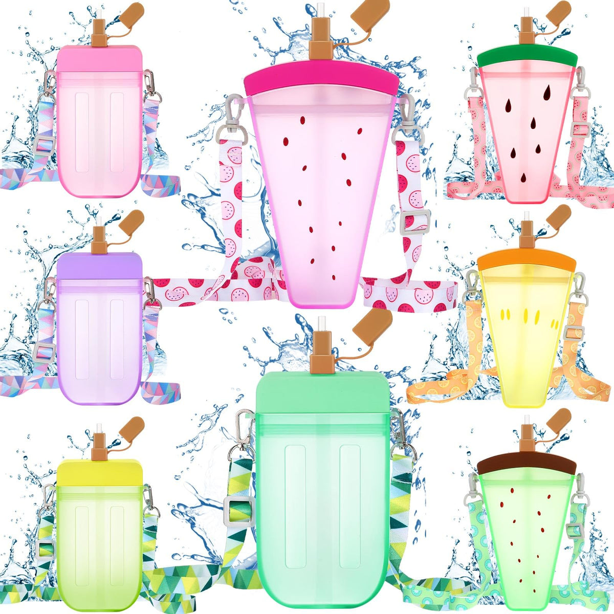 Patelai front view of eight colorful bottles showing cute designs and benefit of easy identification