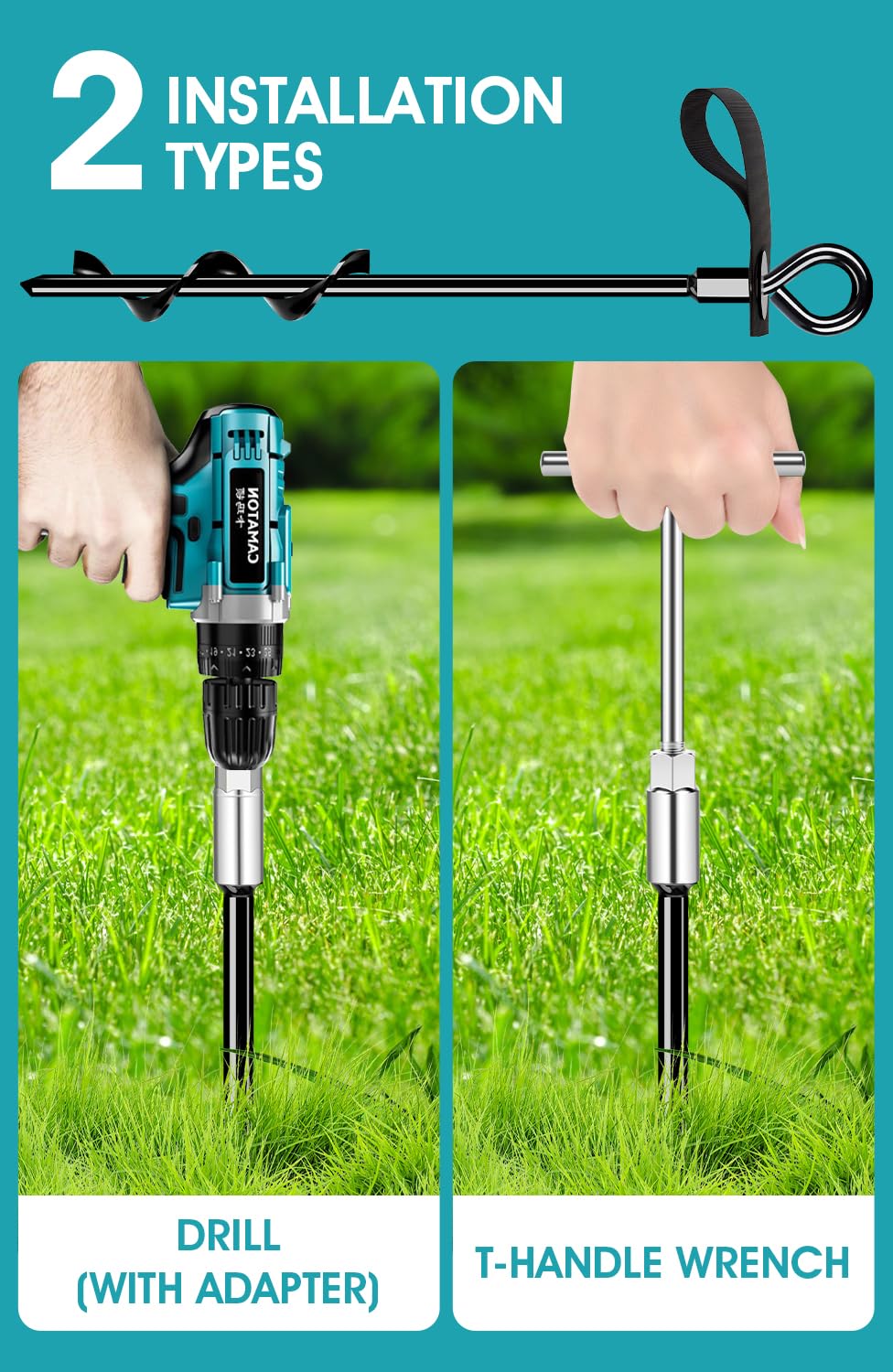 Close-up of Payivsve helix thread on stake showing durable metal and superior grip benefit