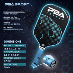 PBA SPORT paddle in play action shot demonstrating power and stability on volleys