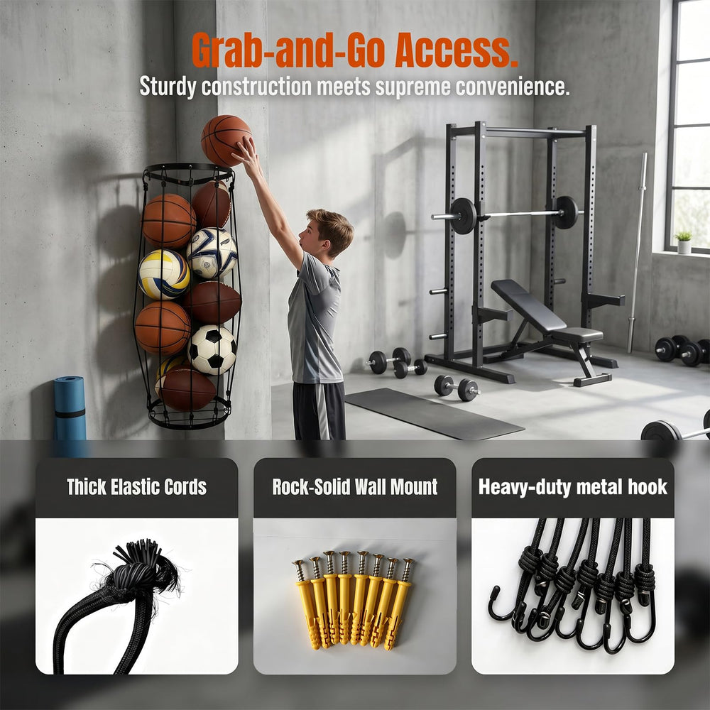 PcProfessional rack loaded with basketballs demonstrating easy access and organization