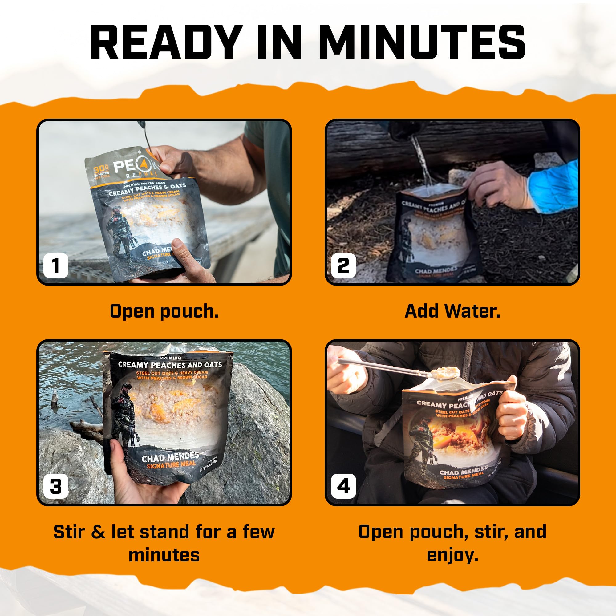 Peak Refuel being prepared with hot water demonstrating quick convenience