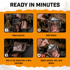 Peak Refuel prepared granola in camp bowl demonstrating easy rehydration and hot-water use