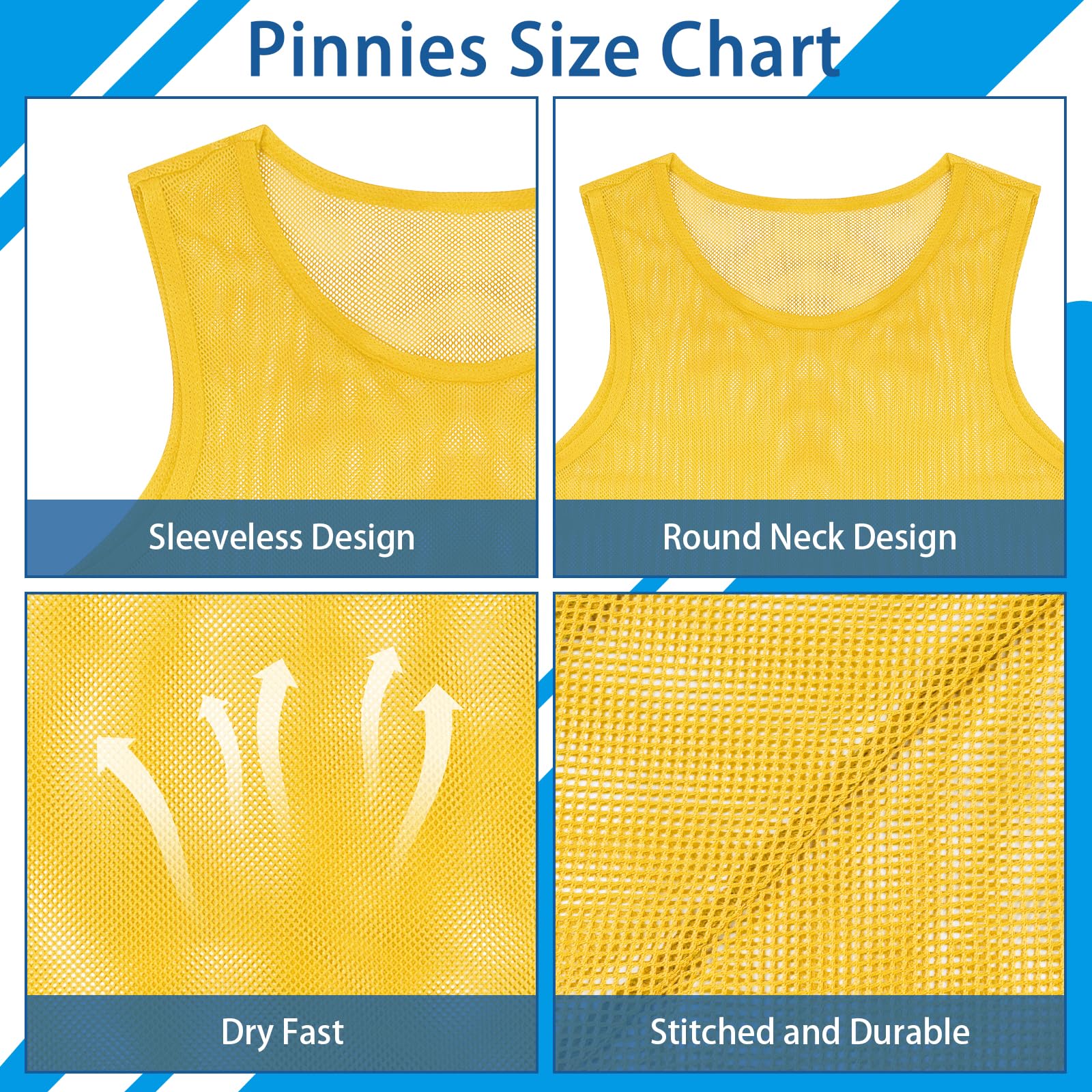 PEASUG pinnie worn by youth soccer player demonstrating easy team differentiation
