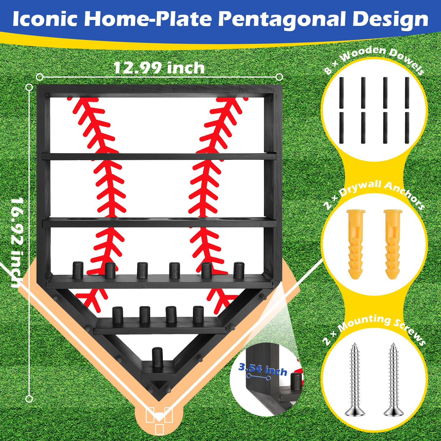 peccera detailed view of interior racks securing rings and baseballs for neat display
