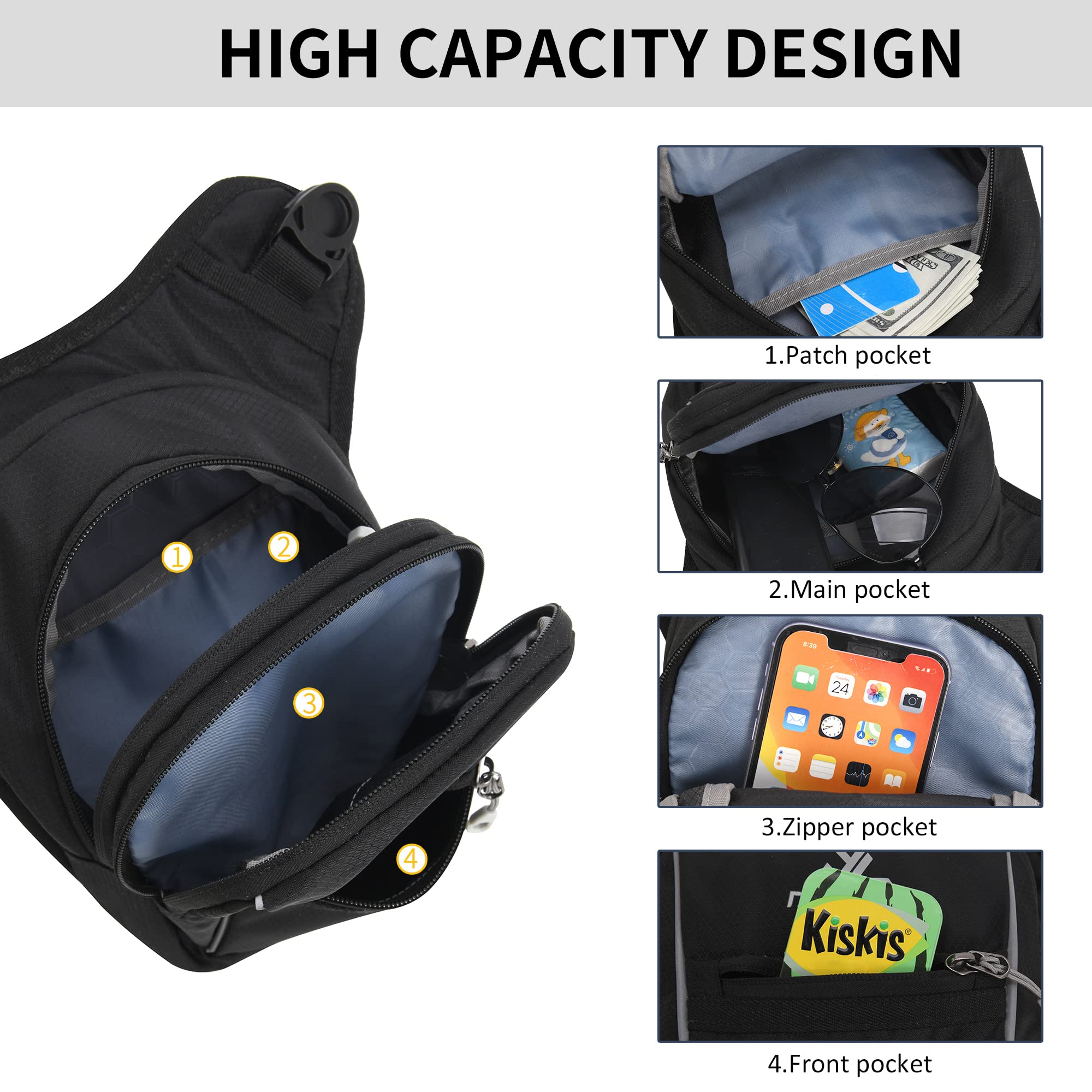 Peicees adjustable straps and buckles showing secure-fit benefit