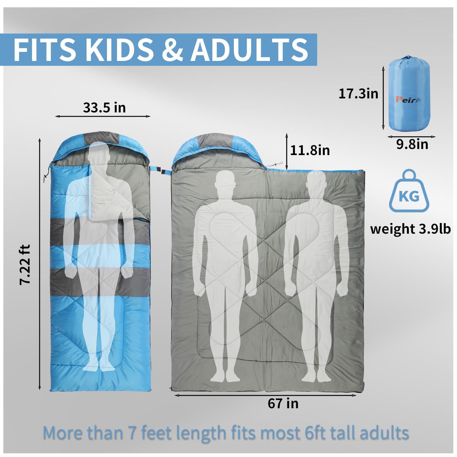 Peirhw compression sack packed for compact transport benefit