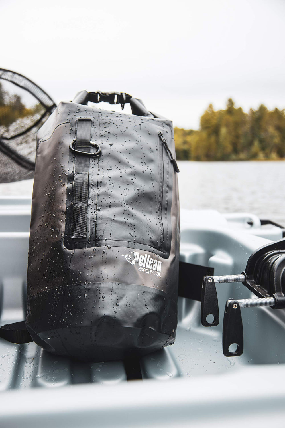 Pelican ExoDry mounted on a kayak demonstrating secure, dry transport